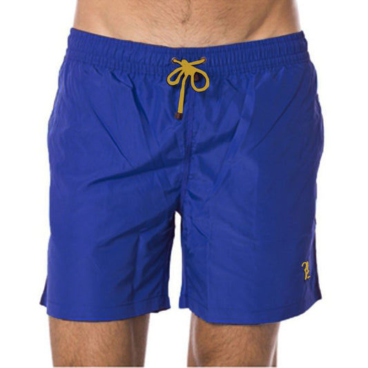 Blue Polyester Men's Swim Trunk