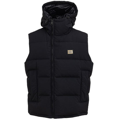 Black Polyester Sleveless Jacket