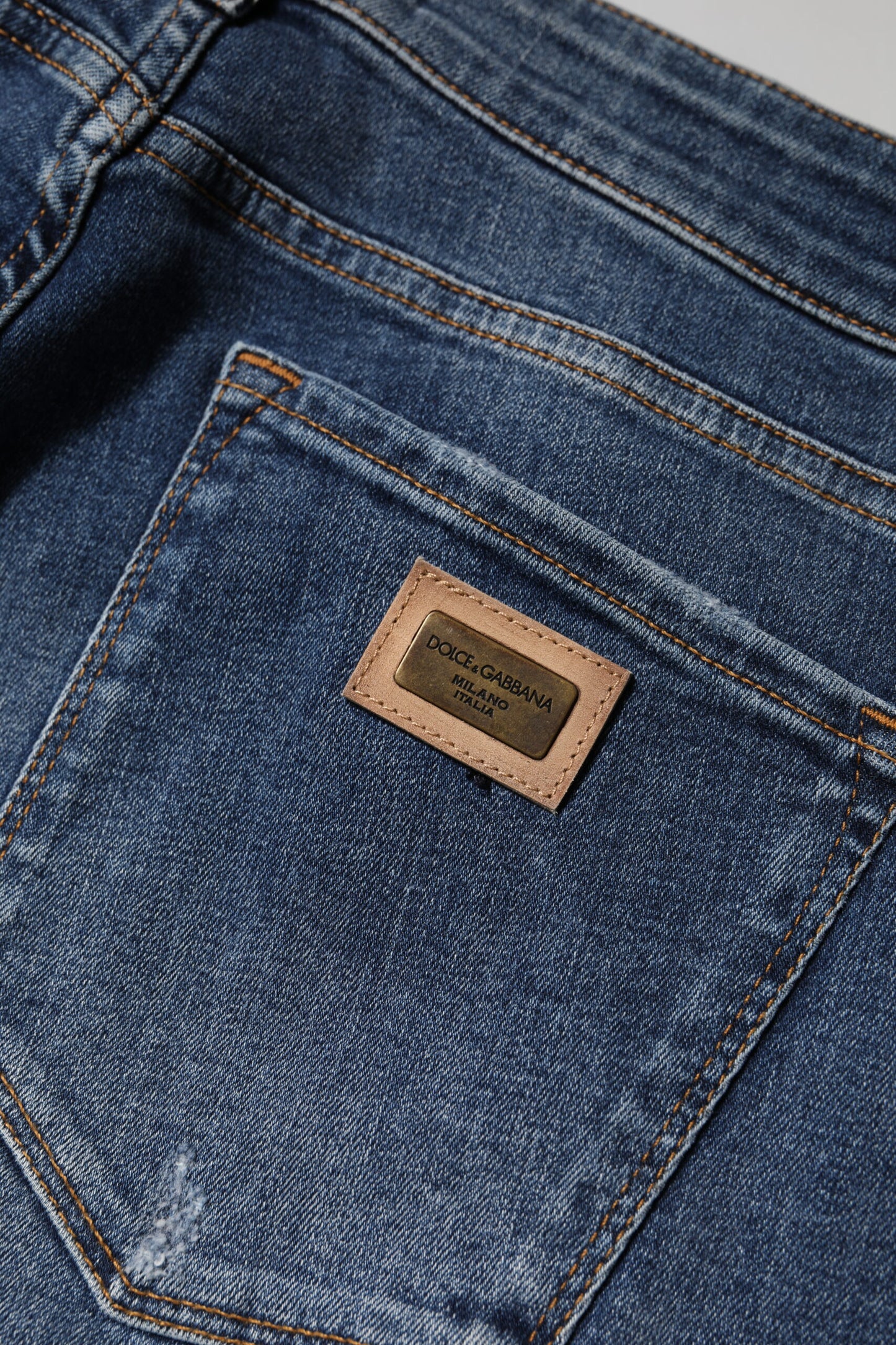 Blue Washed Cotton Low Waist Denim Jeans
