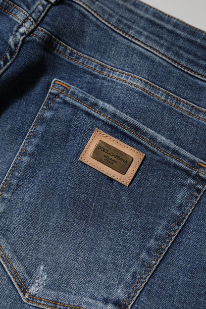Blue Washed Cotton Low Waist Denim Jeans