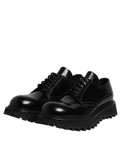 Black Leather Lace Up Derby Men Dress Shoes