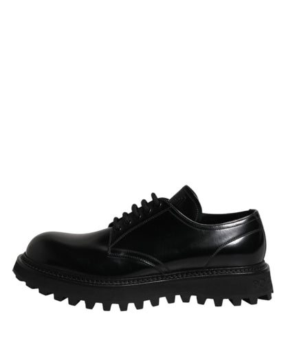 Black Leather Lace Up Derby Men Dress Shoes
