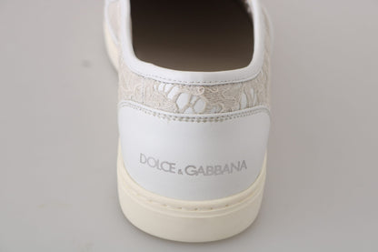 White Leather Lace Slip On Loafers Shoes