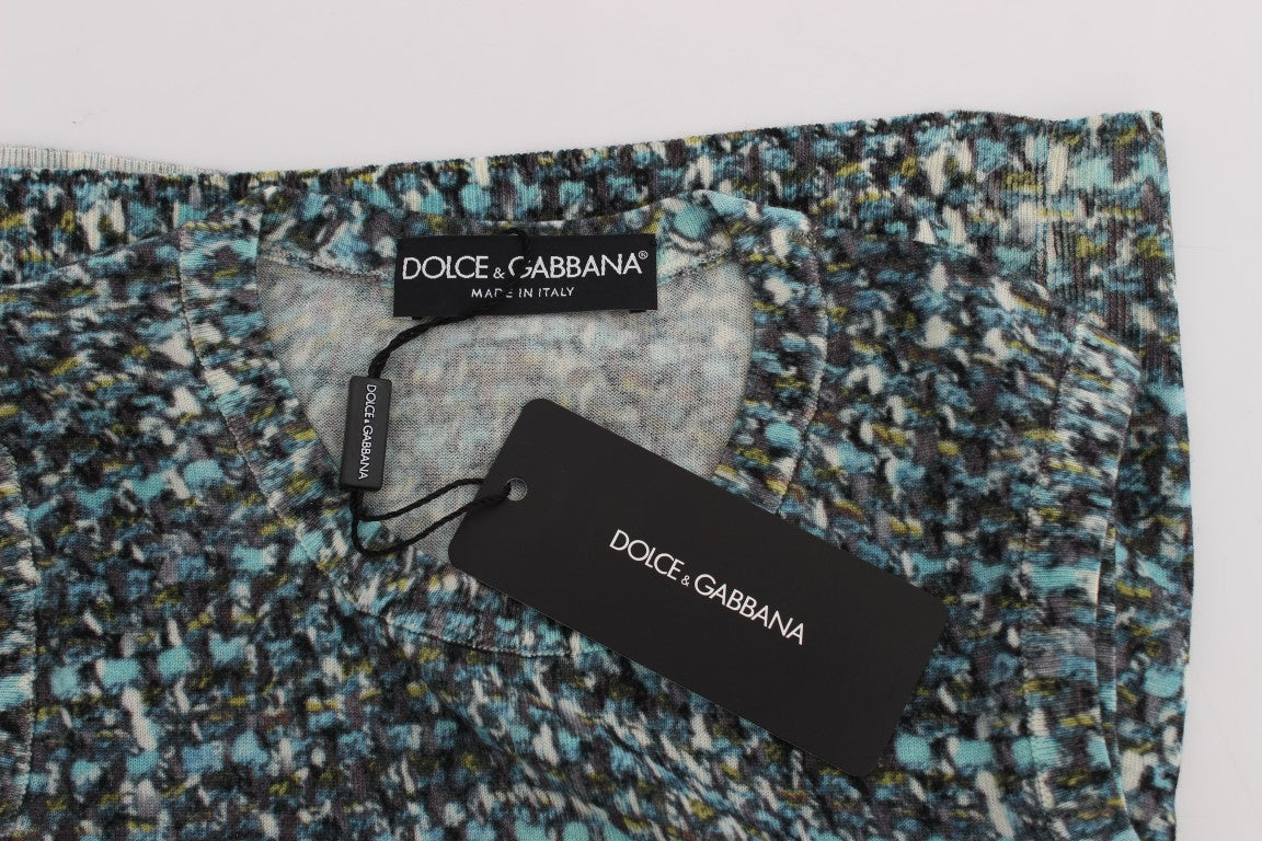 Elegante chaleco de lana azul tipo jersey