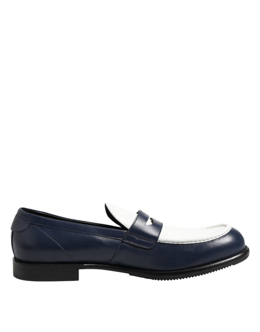Black White Leather Slip On Loafers Men Dress Shoes