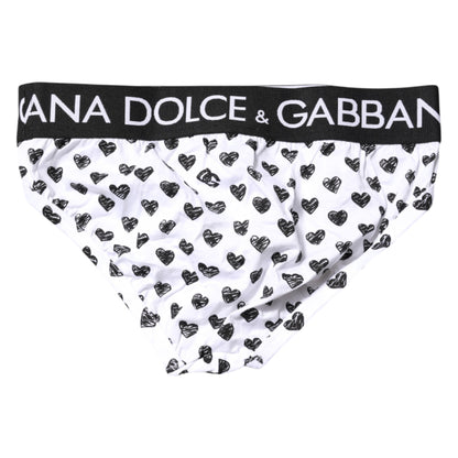 White Heart Printed Regular Brief Underwear