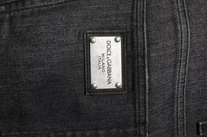 Gray Washed Cotton Loose Denim Jeans