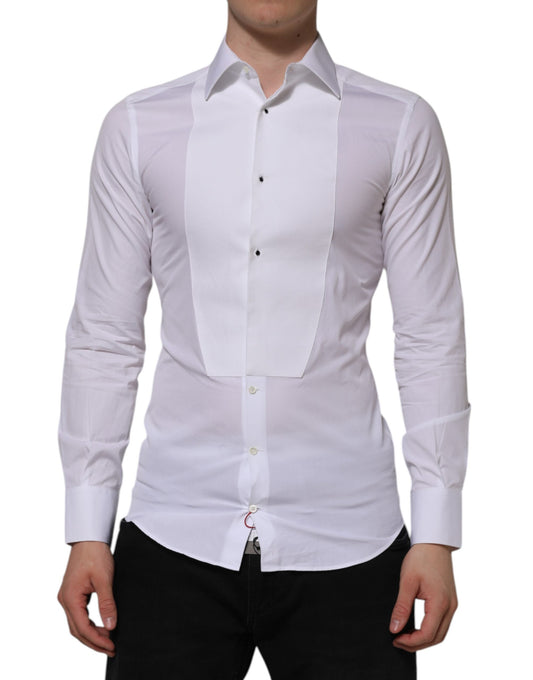 White Cotton GOLD Bib Poplin Formal Shirt