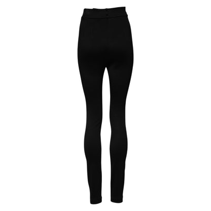 Black Nylon High Waist Skinny Leggings Pants