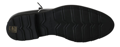 Elegantes zapatos de vestir Derby de cuero negro