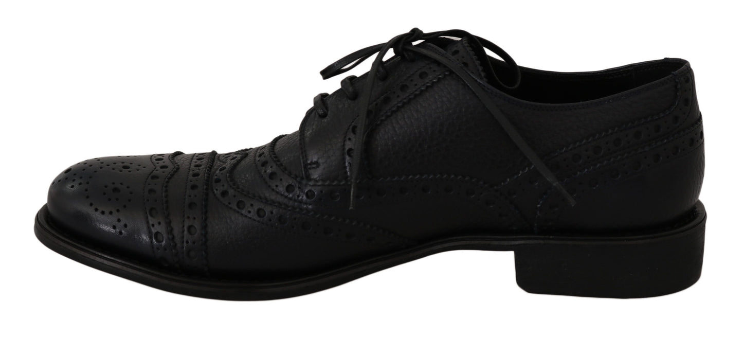 Elegantes zapatos de vestir Derby con punta de ala en azul oscuro