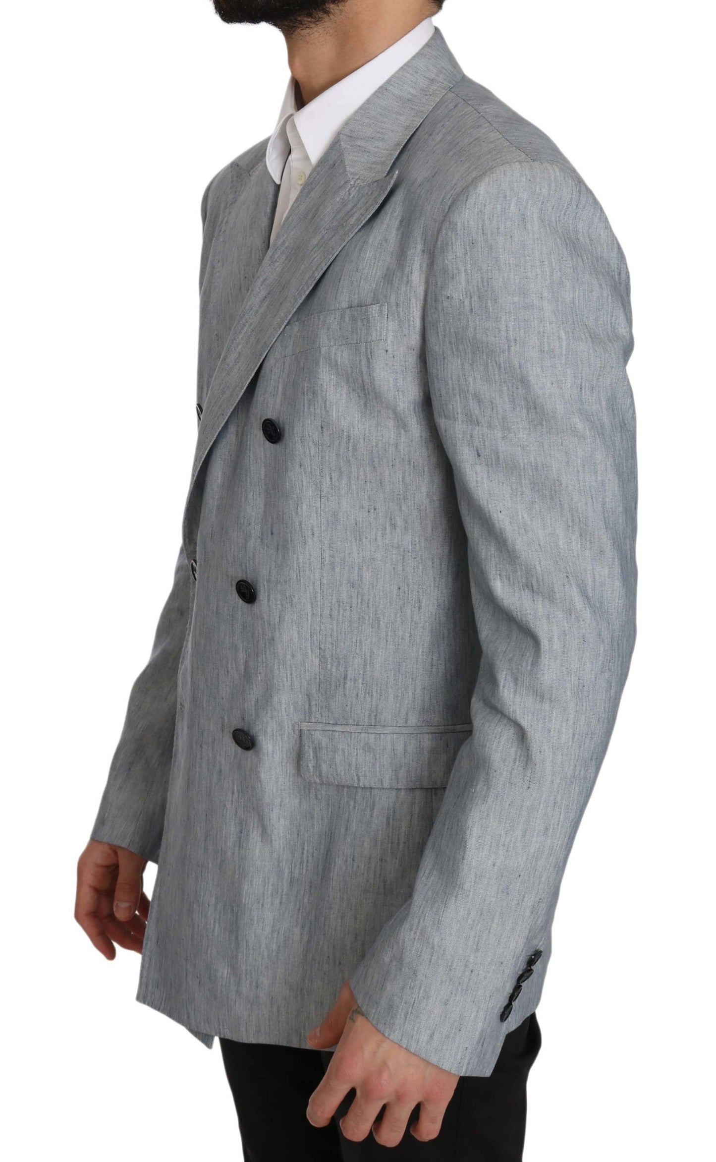 Elegante blazer cruzado azul claro
