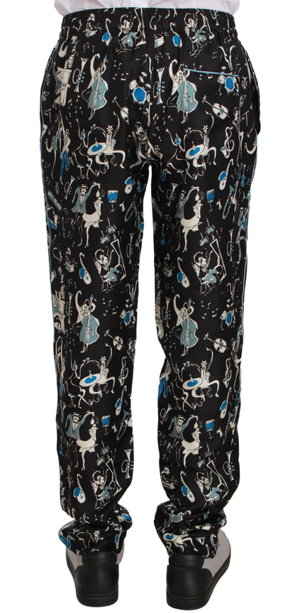 Elegantes pantalones de seda para estar en casa con un estampado único