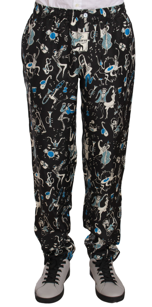 Elegantes pantalones de seda para estar en casa con un estampado único