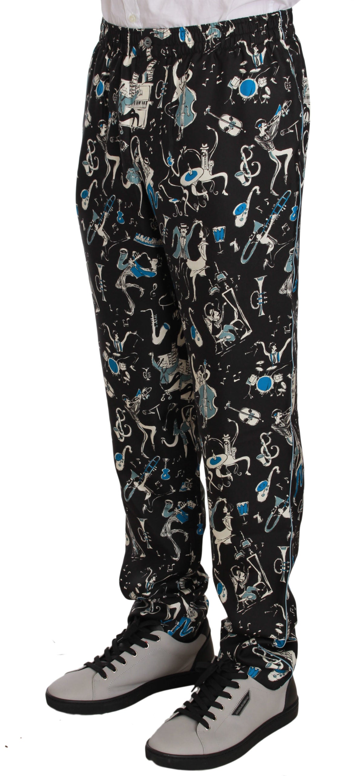Elegantes pantalones de seda para estar en casa con un estampado único