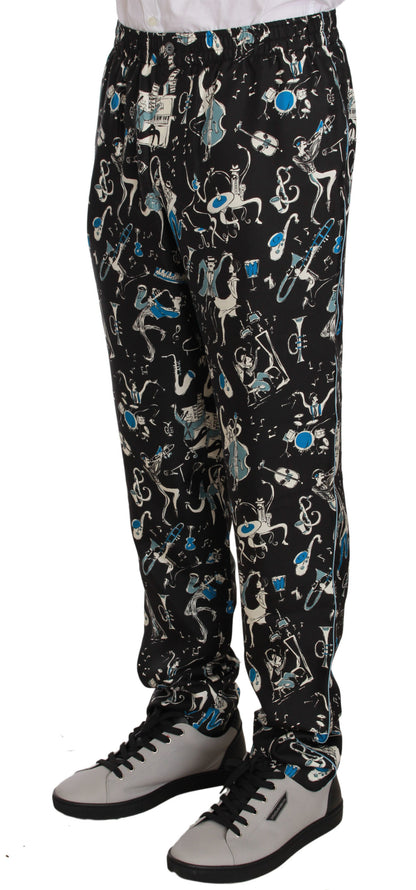 Elegantes pantalones de seda para estar en casa con un estampado único