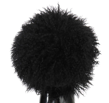 Elegante gorra Gatsby negra de piel de cordero del Tíbet