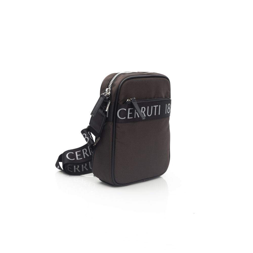 Bolso bandolera de nailon marrón para hombre