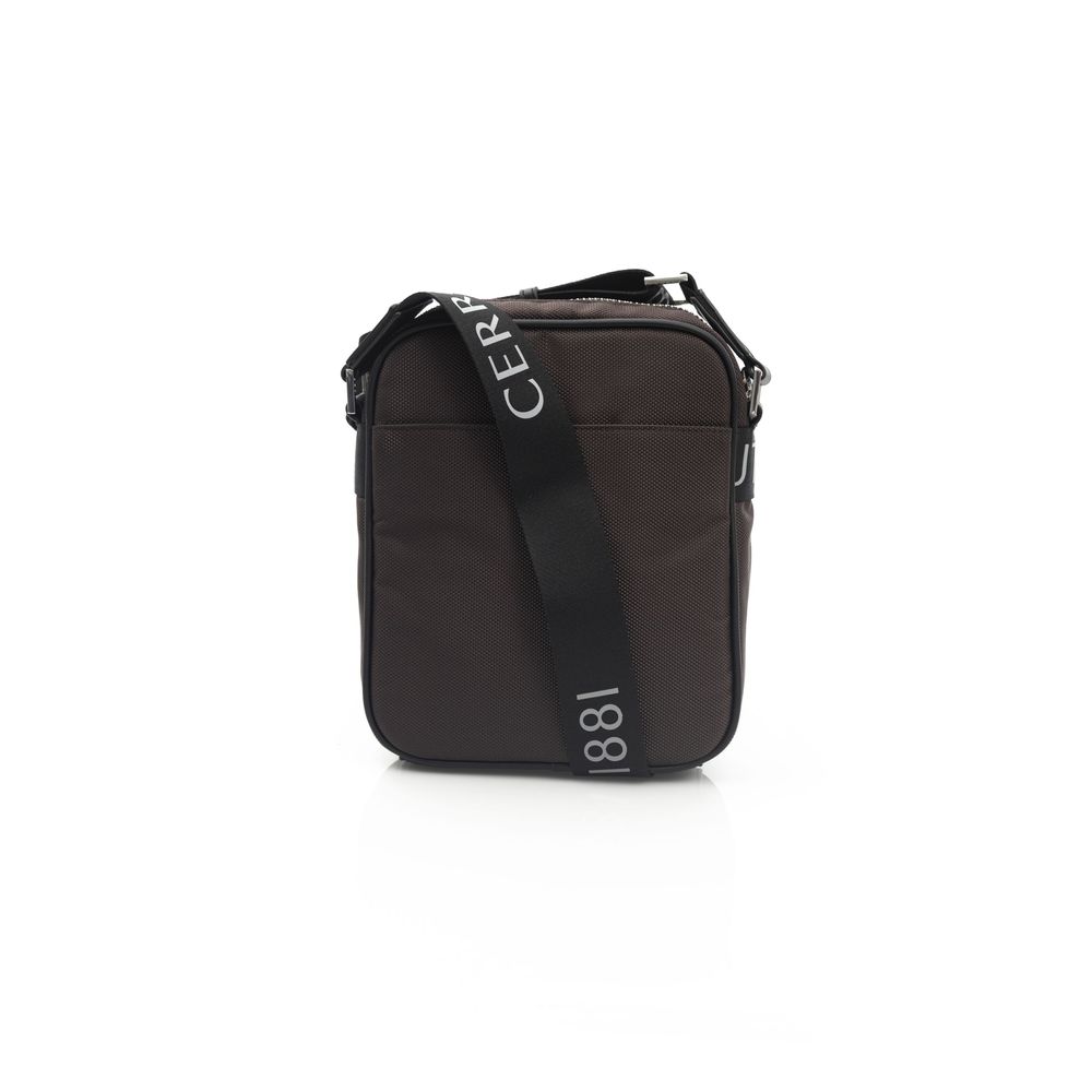 Bolso bandolera de nailon marrón para hombre