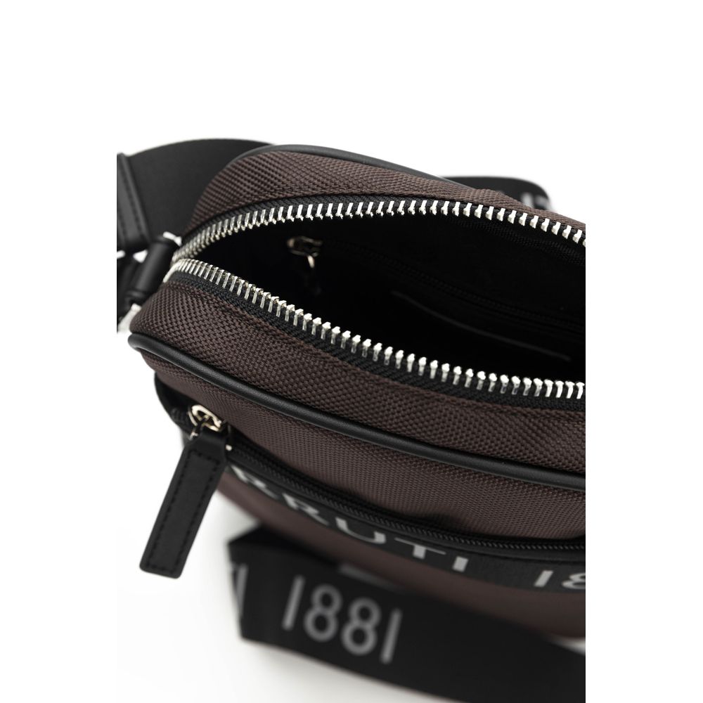 Bolso bandolera de nailon marrón para hombre
