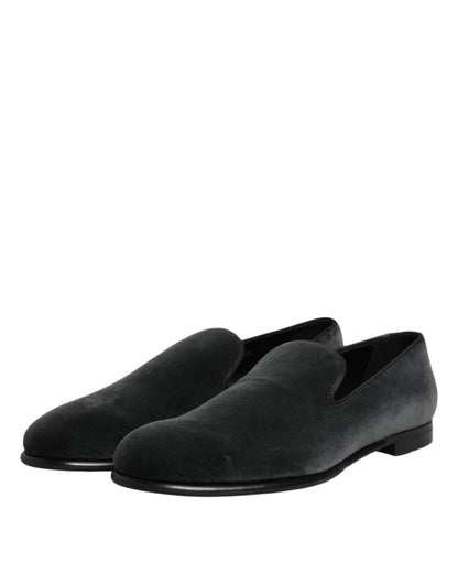 Black Velvet Slip On Loafers Formal Shoes