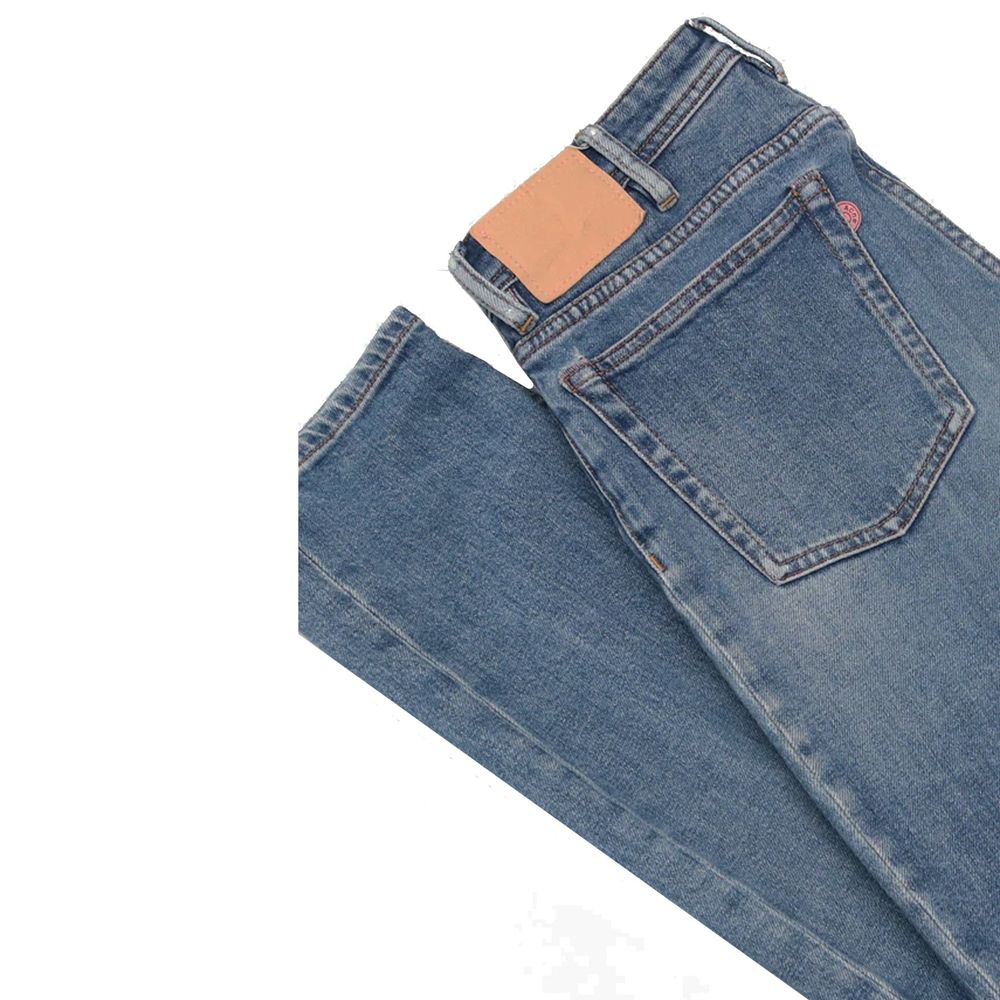 Blå Konst Climb Mid Blue Cotton Denim Jeans