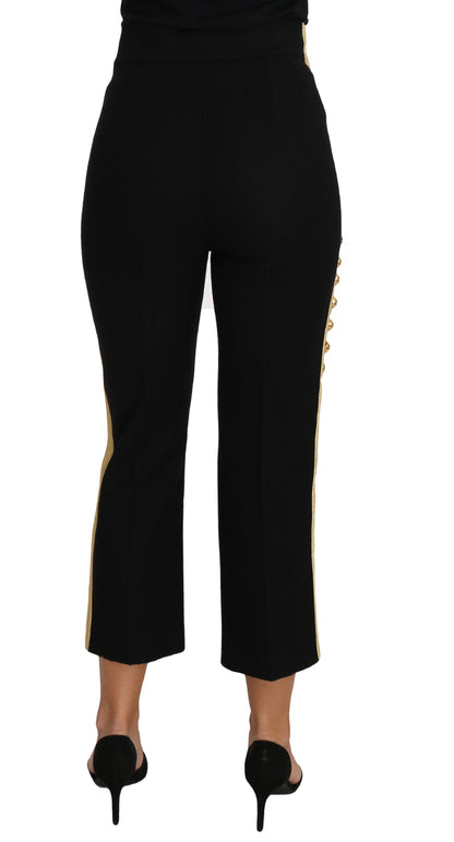 Elegantes pantalones negros con adornos militares