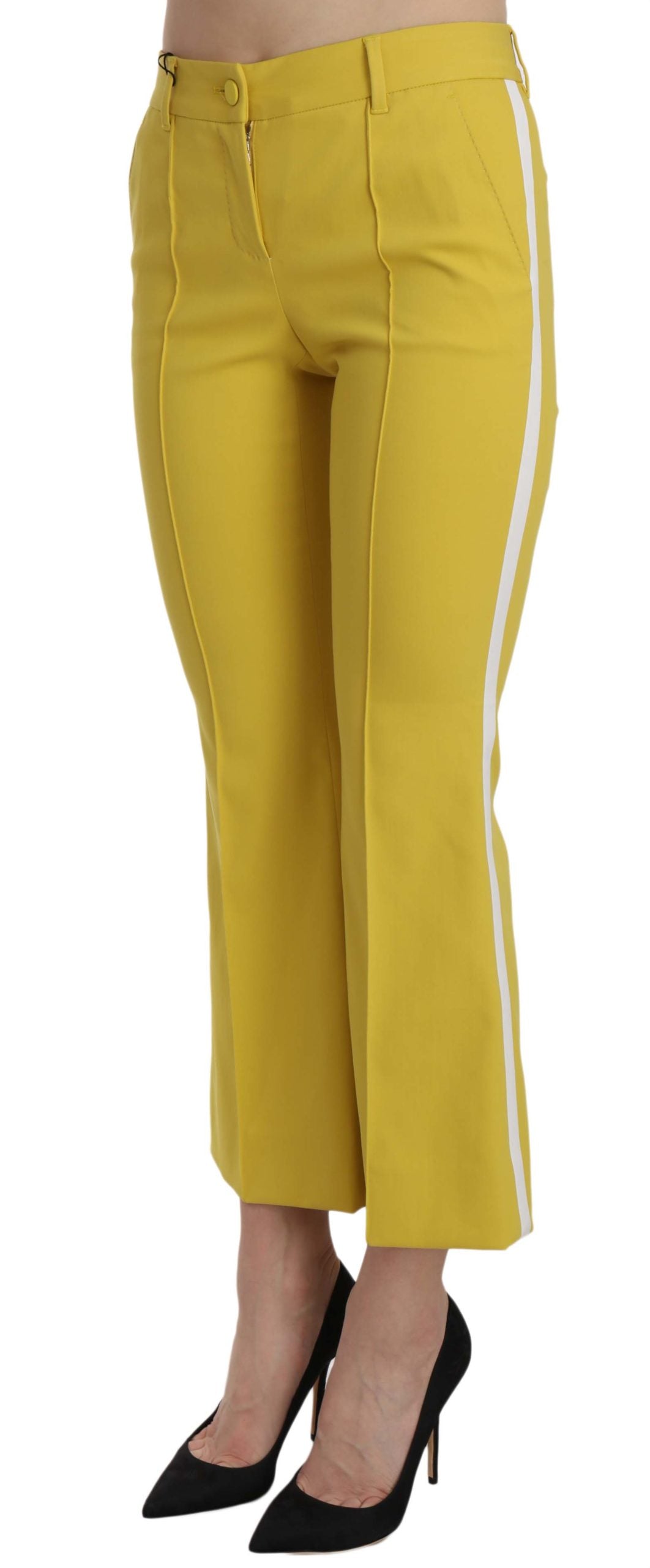 Pantalones acampanados amarillos chic para veladas elegantes