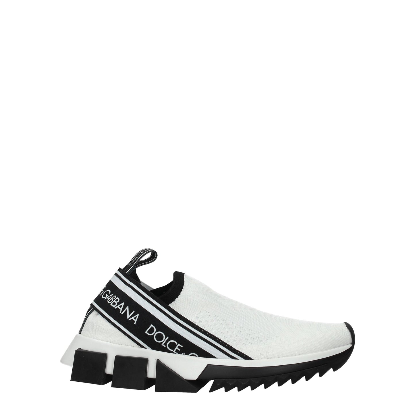 White Fabric Chunky Sneakers