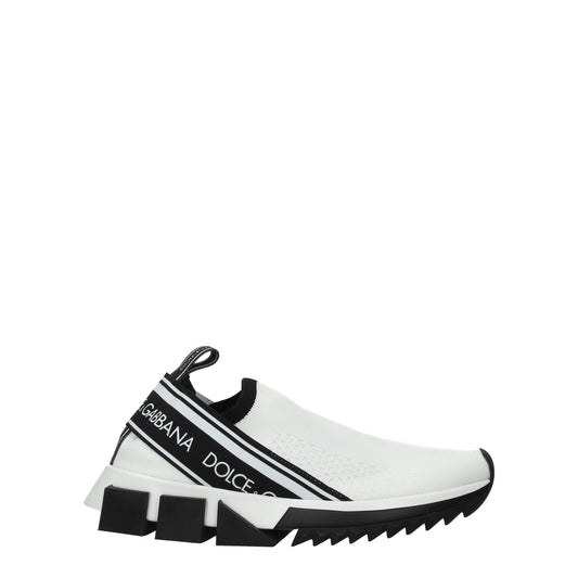 White Fabric Chunky Sneakers