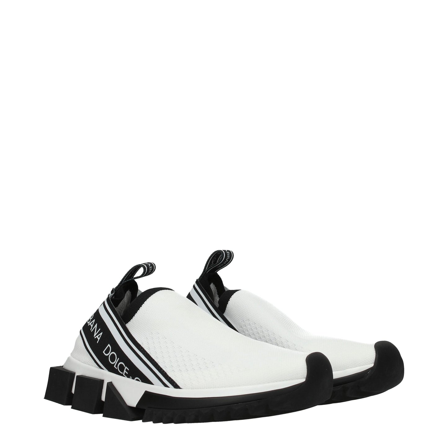 White Fabric Chunky Sneakers