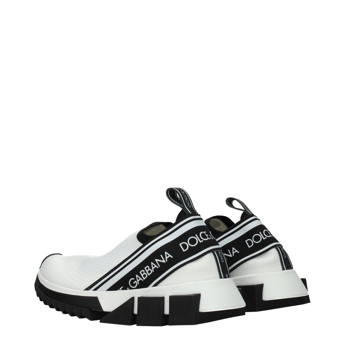 White Fabric Chunky Sneakers