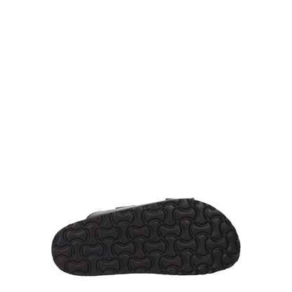 Black Leather Slippers Sandals