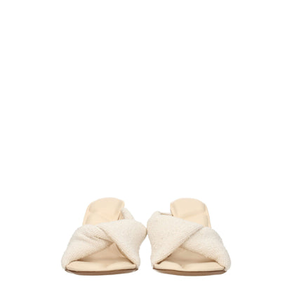 Beige Fabric Stiletto Heels Sandals