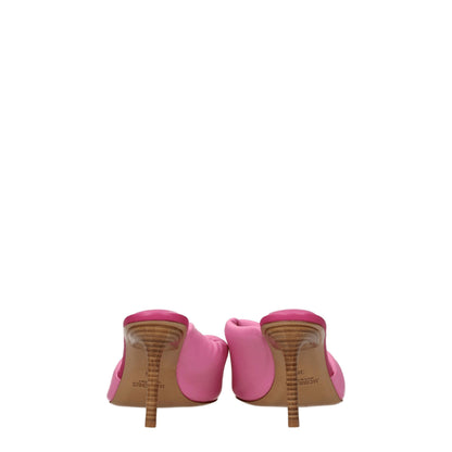 Pink Leather Stiletto Heels Sandals