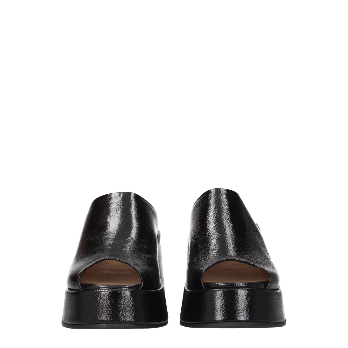 Black Leather Slippers Sandals