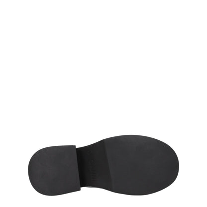 Black Leather Slippers Sandals