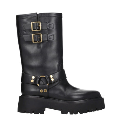 Gold Leather Ankle Boots