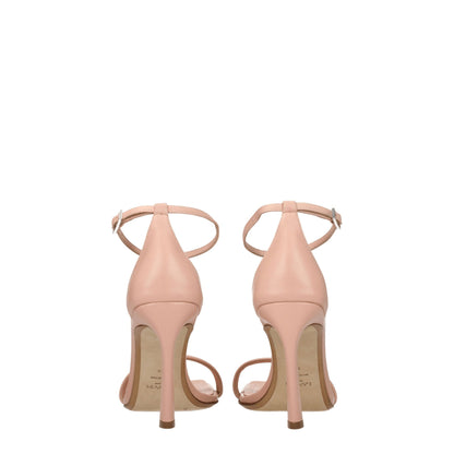 Pink Leather Stiletto Heels Sandals