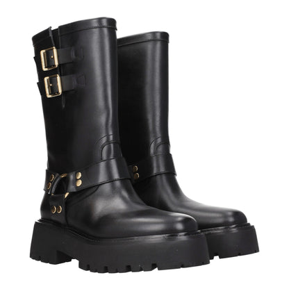 Gold Leather Ankle Boots