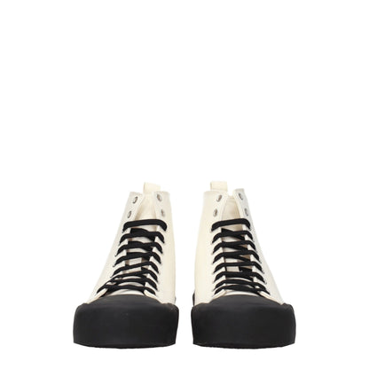 Beige Fabric High Tops
