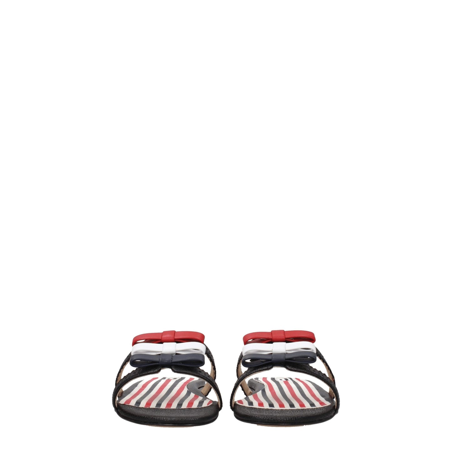 Black Leather Slippers Sandals