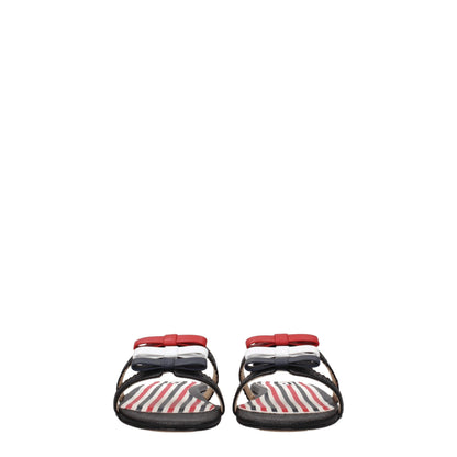 Black Leather Slippers Sandals