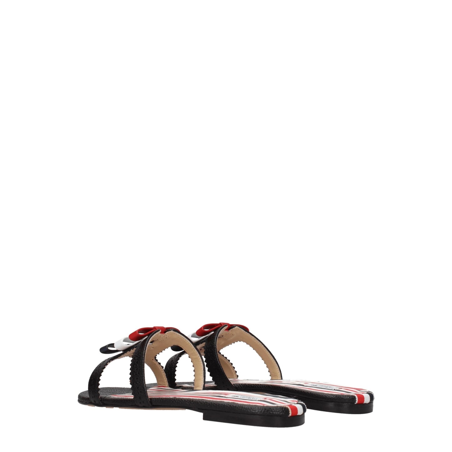 Black Leather Slippers Sandals
