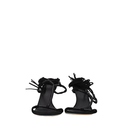 Black Leather Stiletto Heels Sandals