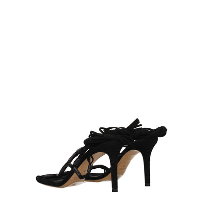 Black Leather Stiletto Heels Sandals