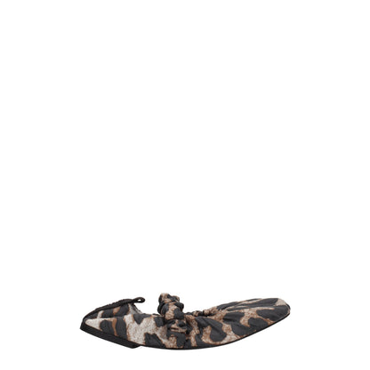 Beige Fabric Ballet Flats