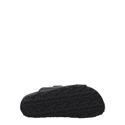 Black Leather Flat Sandals