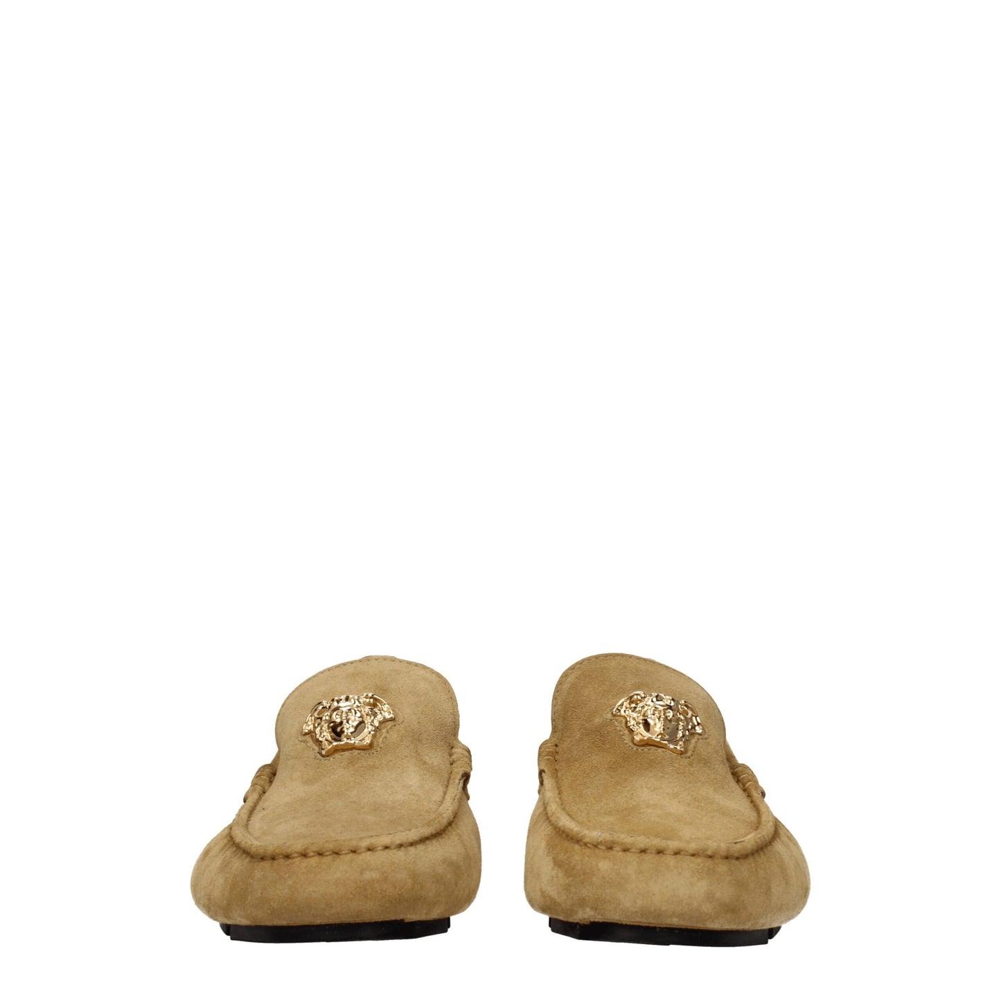 Beige Leather Slip-On Loafers