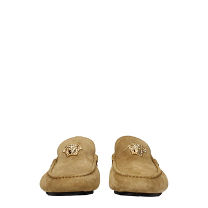 Beige Leather Slip-On Loafers